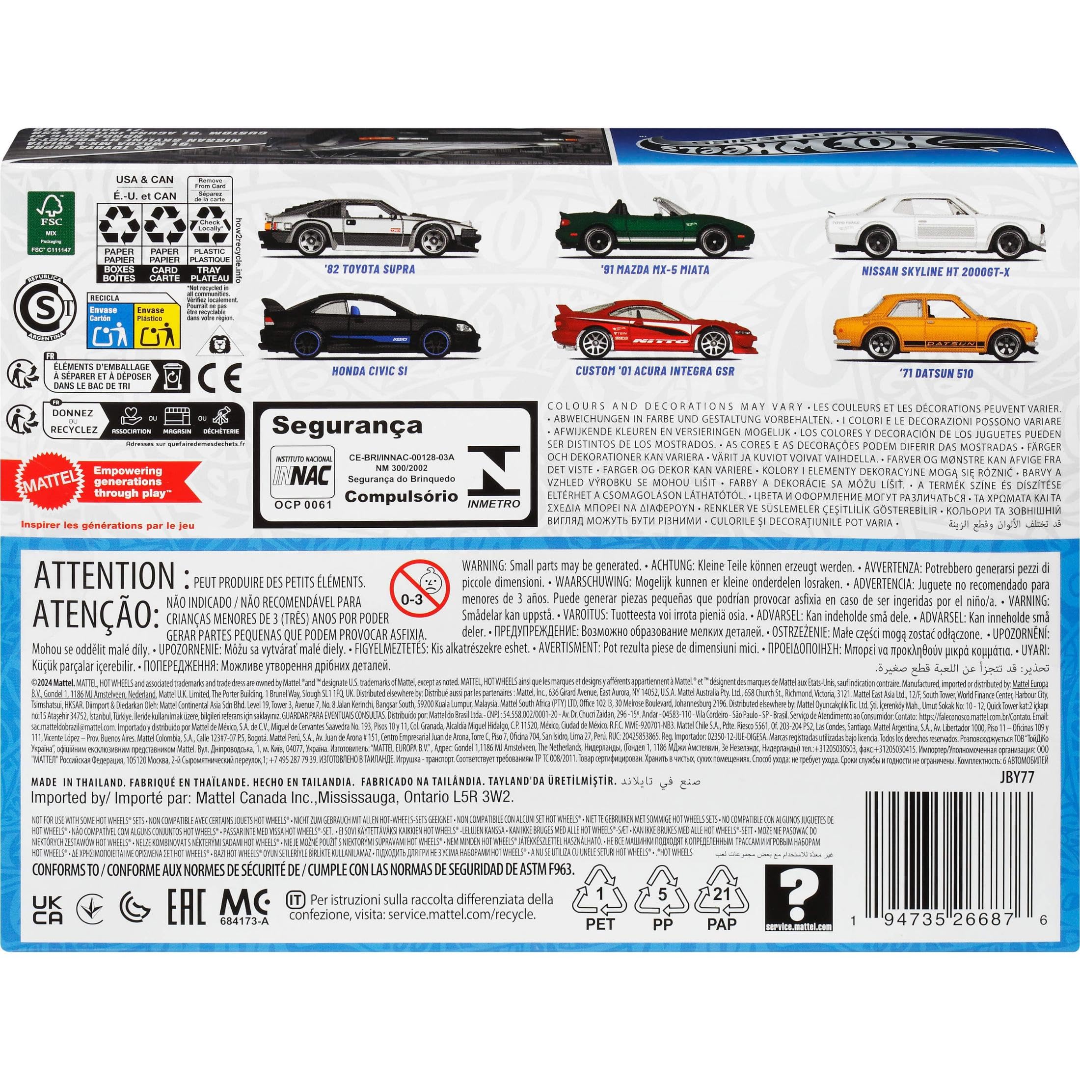 Hot Wheels 1:64 Scale Die-Cast Toy Cars, Set of 6 Japanese Vehicles with Elevated Deco (Styles May Vary) - Image 6