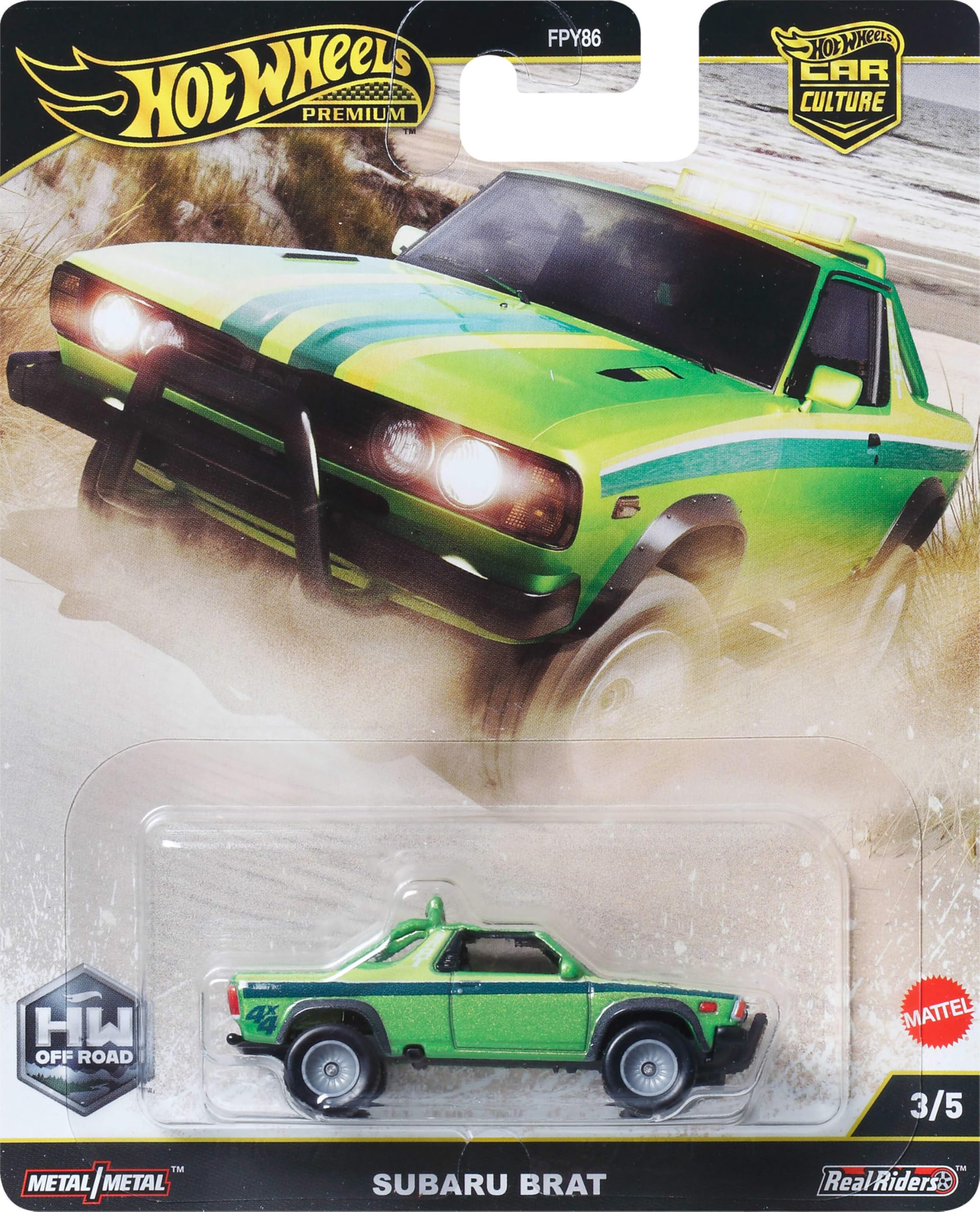 Hot Wheels Premium Car Culture Collectible Toy Car, 1:64 Scale Die-Cast Subaru B.R.A.T., Off Road Vehicle with Real Riders Tires - Image 6