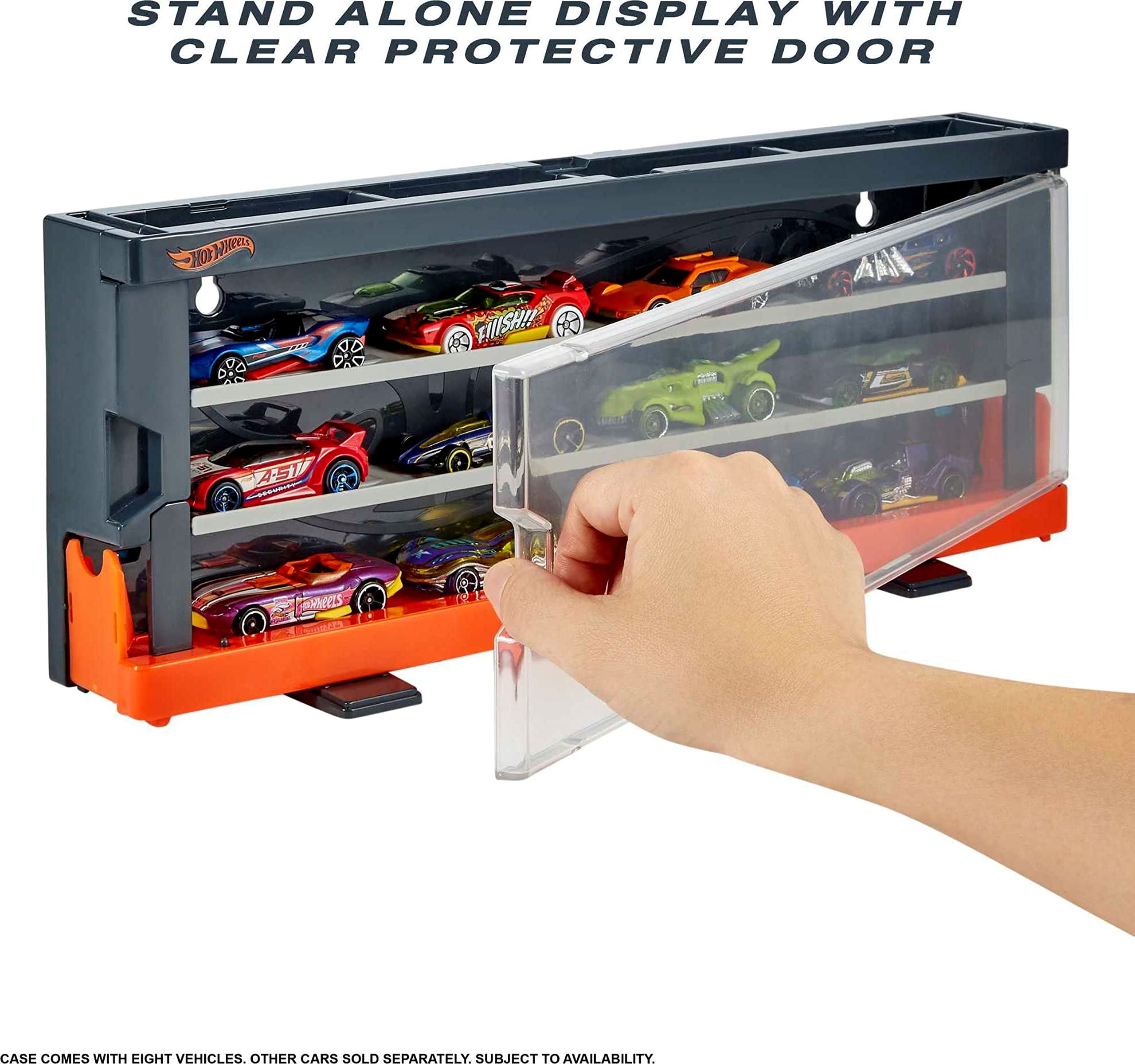 Hot Wheels Toy Cars, Set of 8 1:64 Scale Vehicles & Interactive Display & Storage Case That Holds up to 12, Connects to Track - Image 4